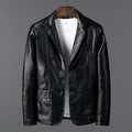 Men's structured blazer jacket with notched lapels, long sleeves and front patch pockets