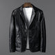 Men's structured blazer jacket with notched lapels, long sleeves and front patch pockets