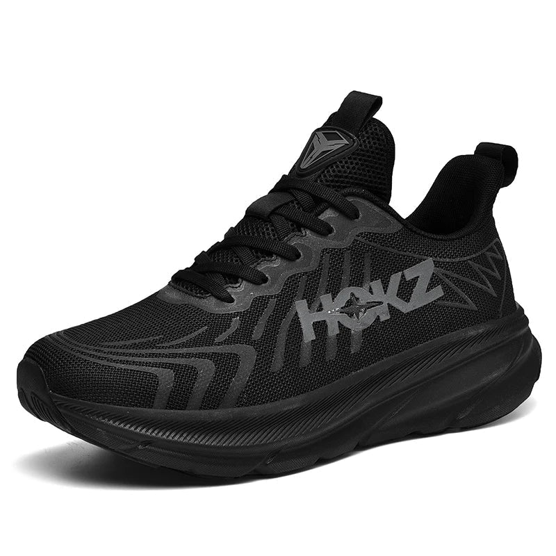 Low-top geometric running trainers with lace-up fastening and thick sculpted sole