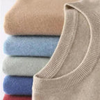 Men's plain crew neck sweater with long sleeves and ribbed trims
