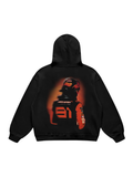 Black faded hooded sweatshirt with long sleeves