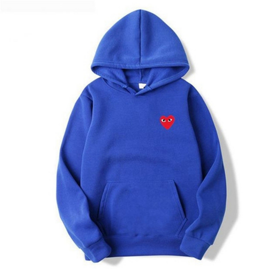 Women's hoodie with hood, heart chest motif and kangaroo pocket