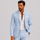Men's tailored two-piece suit with notched lapels and matching trousers
