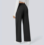 Women's high-waisted wide-leg trousers shown in multiple colours