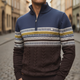 Men's patterned half-zip sweater with ribbed collar
