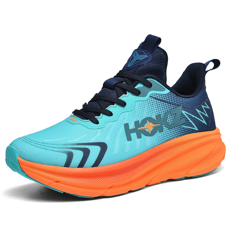 Low-top geometric running trainers with lace-up fastening and thick sculpted sole