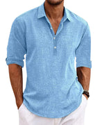Men's textured shirt with spread collar and rolled sleeves