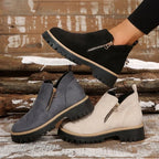 Women's side zip ankle boots with lug sole