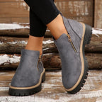 Women's side zip ankle boots with lug sole