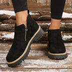 Women's side zip ankle boots with lug sole