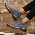 Women's side zip ankle boots with lug sole