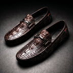 Men's croc-embossed slip-on loafers with horsebit detail