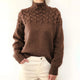Women's cable knit turtleneck sweater with long sleeves