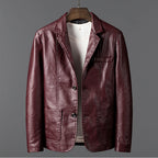 Men's structured blazer jacket with notched lapels, long sleeves and front patch pockets