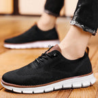 Men's knitted lace-up trainers with textured soles