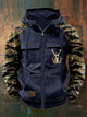 Men's camouflage sleeve zip hoodie with hood and utility pockets