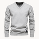 Men's long-sleeve V-neck sweater with ribbed trims