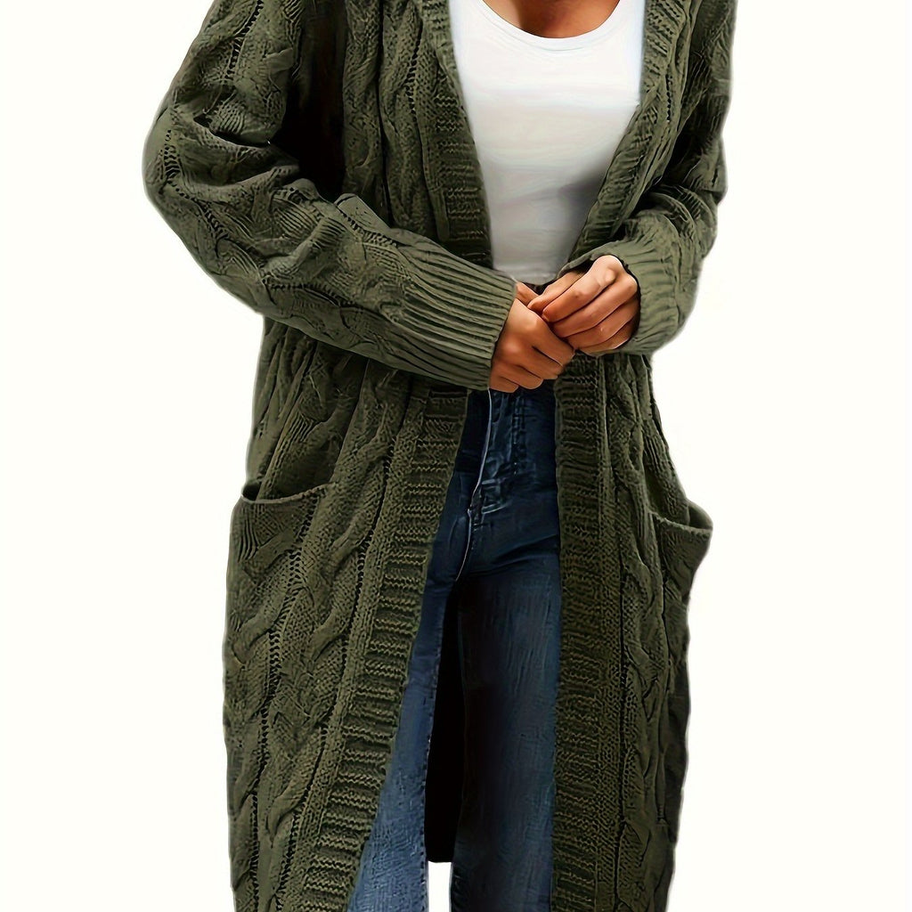 Women's knitted button-front cardigan with long sleeves