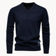 Men's long-sleeve V-neck sweater with ribbed trims