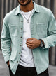 Men's light green corduroy overshirt with a button front and two patch pockets