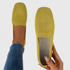 Women's textured round-toe slip-on flats with flat soles