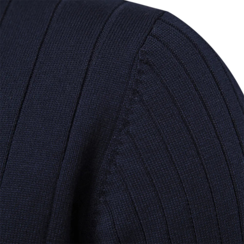 Men's ribbed quarter-zip jumper with a mock neck