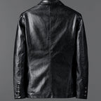 Men's structured blazer jacket with notched lapels, long sleeves and front patch pockets