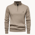 Men's ribbed quarter-zip jumper with a mock neck