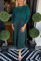 Women's knit sweater and ruched flowing midi dress two-piece set