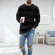 Men's striped knit sweater with crew neckline and long sleeves