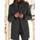 Women's button front coat with raised collar, long sleeves and front pockets