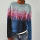 Women's multicolour striped Nordic-style sweater with boat neckline