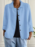 Women's collared shirt-style cardigan with button front and long sleeves