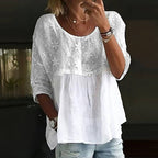 Women's floral embroidered patchwork blouse