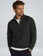 Men's textured quarter-zip sweater with mock neck and long sleeves
