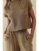 Women's ribbed knit short-sleeve top with chest pocket