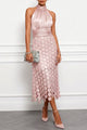 Women's Satin Halter Neck Midi Dress
