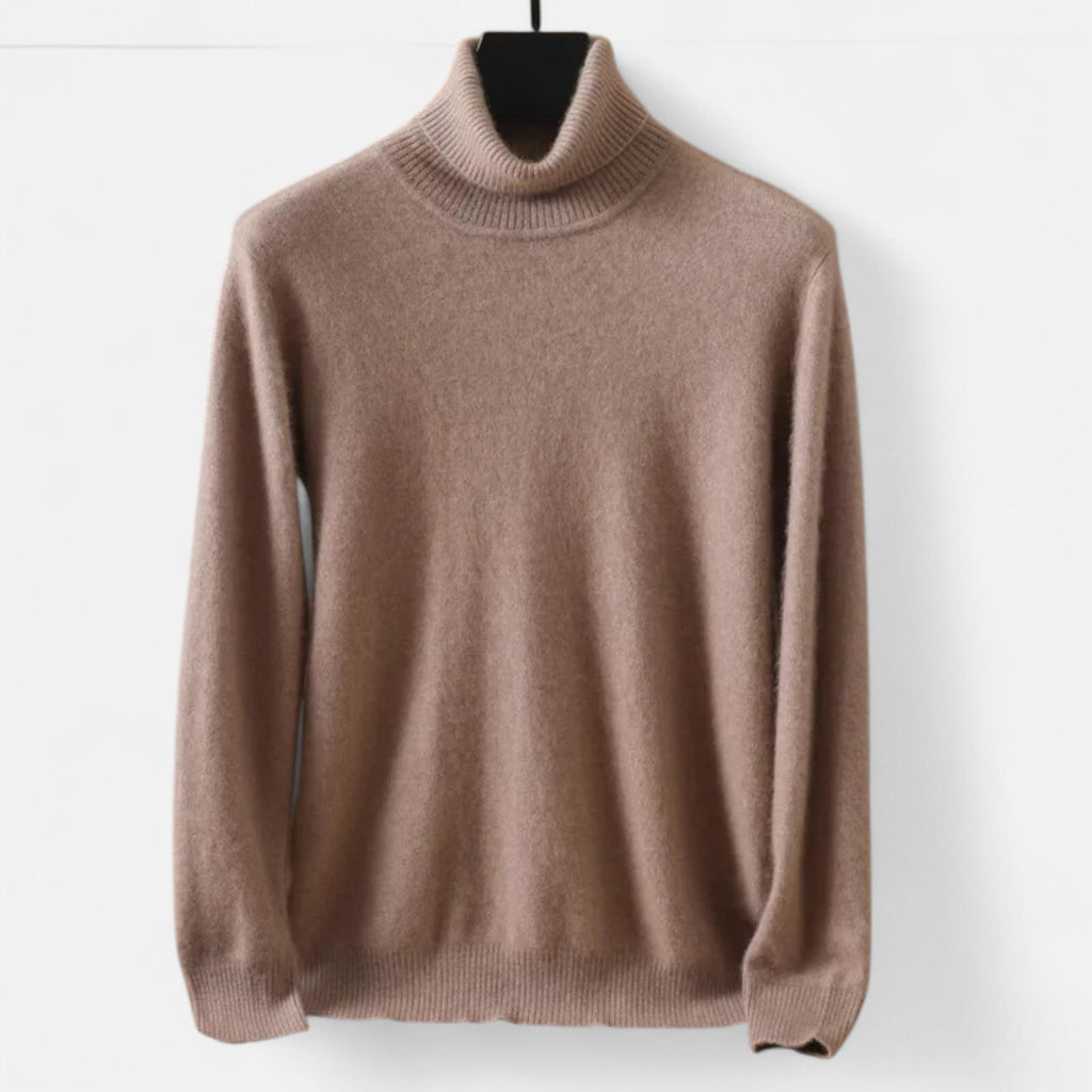 Men's plain turtleneck sweater with long sleeves