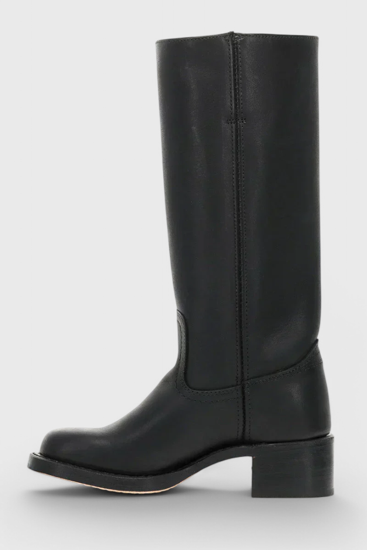 Women's tall classic boots with almond toes and low block heels