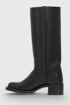 Women's tall classic boots with almond toes and low block heels