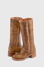 Women's tall classic boots with almond toes and low block heels
