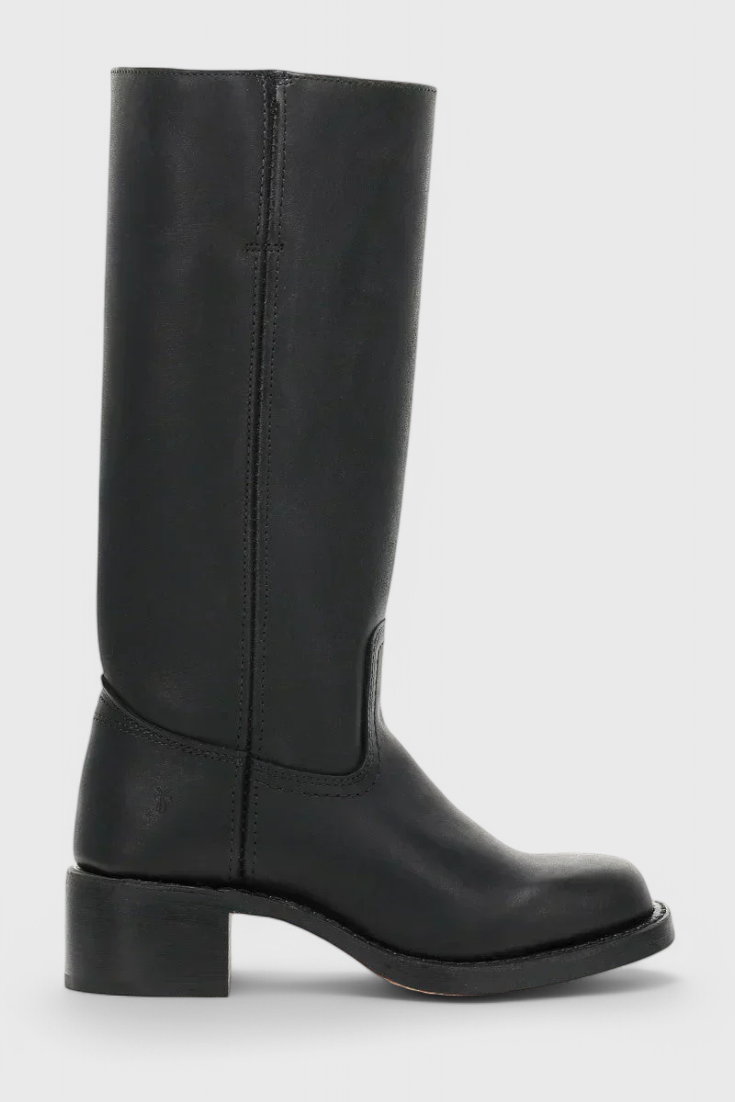 Women's tall classic boots with almond toes and low block heels