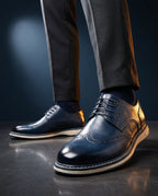 Wingtip brogue trainers with perforated panels and layered soles