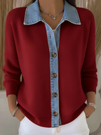 Men's ribbed zip cardigan with stand collar and long sleeves
