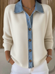 Men's ribbed zip cardigan with stand collar and long sleeves