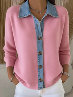 Men's ribbed zip cardigan with stand collar and long sleeves