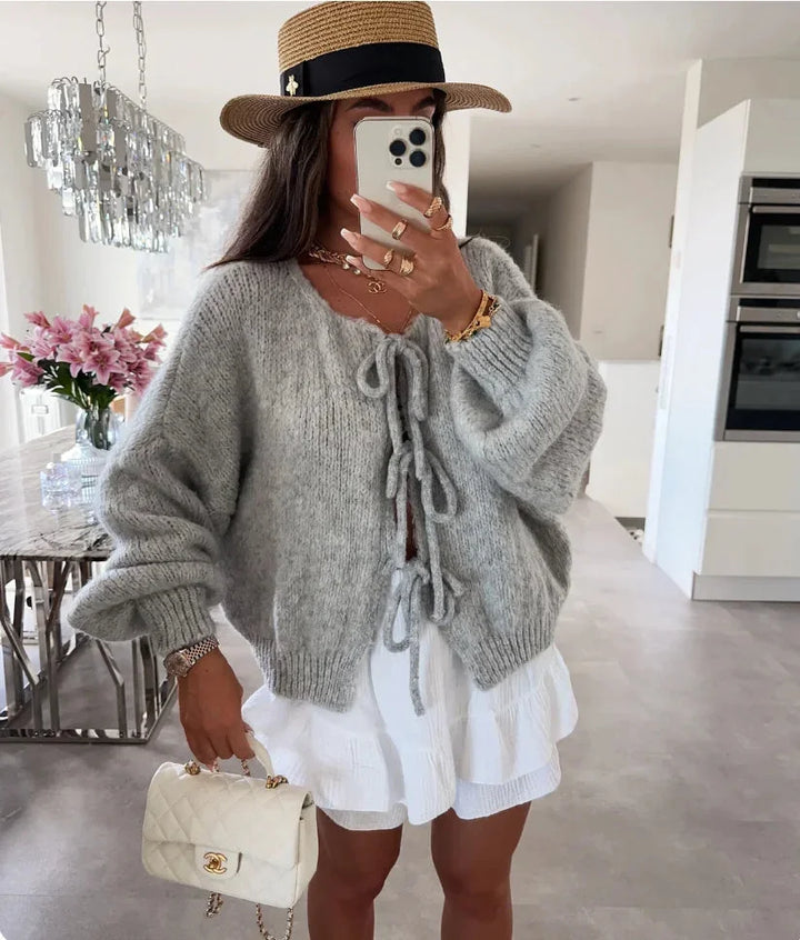 Women's Relaxed Tie-Front Knit Cardigan