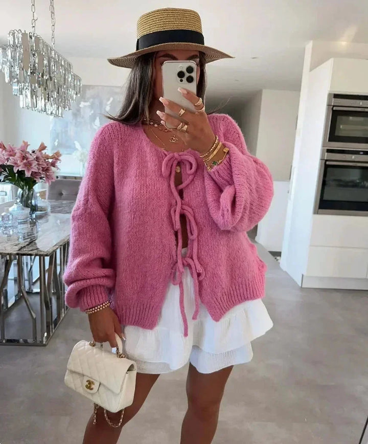 Women's Relaxed Tie-Front Knit Cardigan