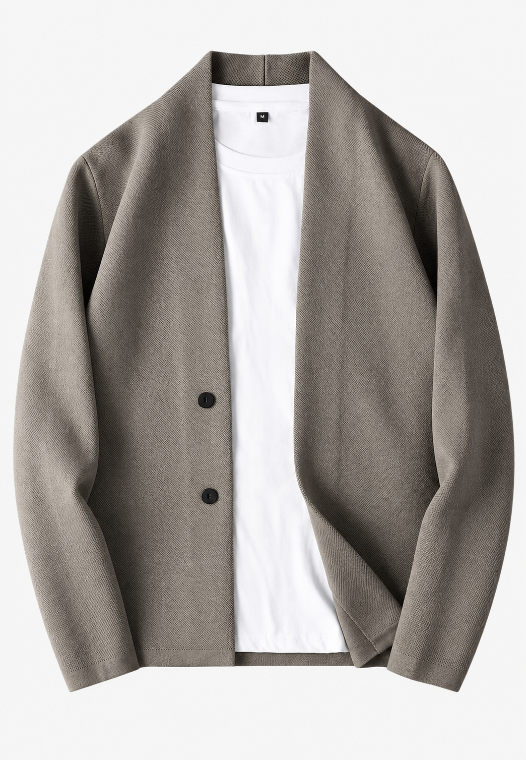 Men's plain shawl collar button cardigan with long sleeves