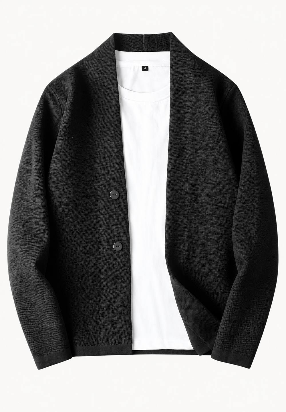 Men's plain shawl collar button cardigan with long sleeves